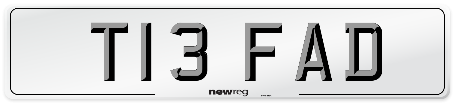 T13 FAD Number Plate from New Reg